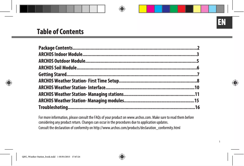 Image de la première page du manuel de l'appareil Weather Station