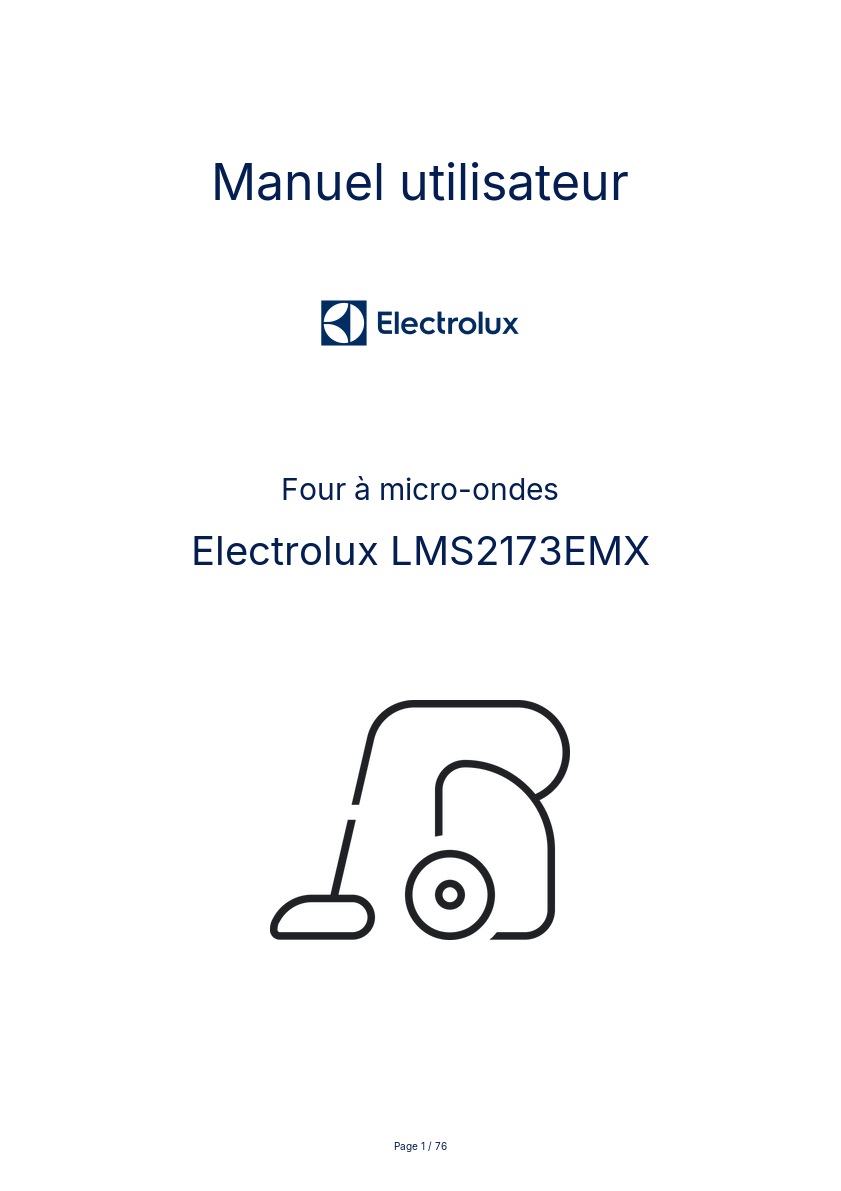 Page n°1 - Manuel utilisateur Electrolux LMS2173EMX