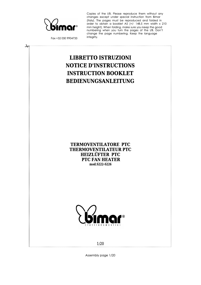 Image de la première page du manuel de l'appareil S226.IC