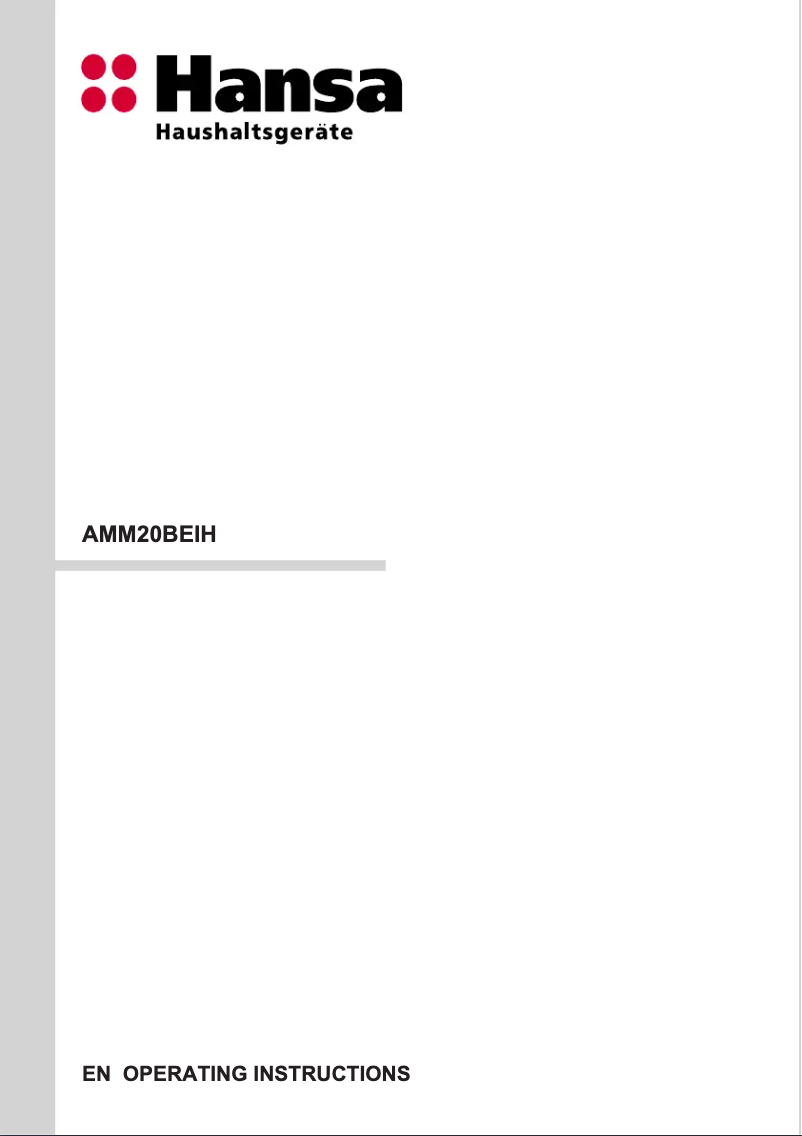 Page n°1 - Manuel utilisateur Hansa AMMB20E1GI