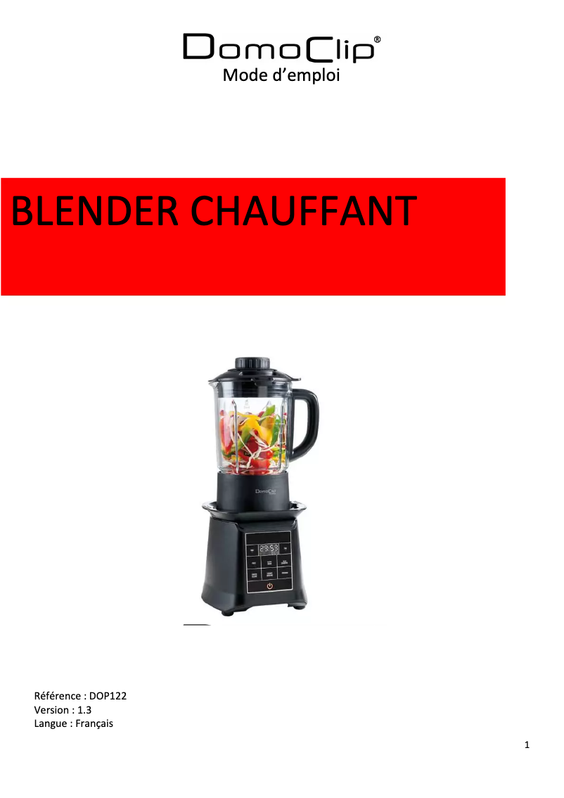 Page 1 de la notice Manuel utilisateur Domoclip DOP122