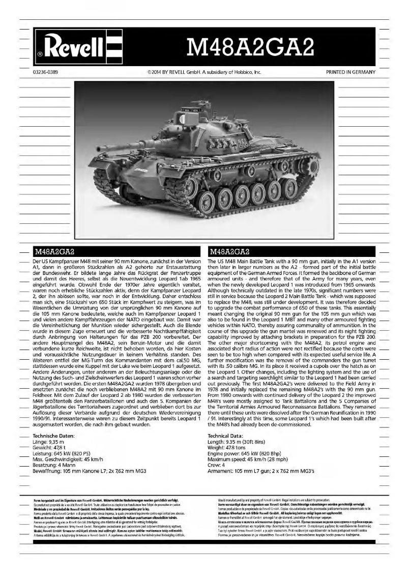 Page n°1 - Manuel utilisateur Revell M48 A2GA2