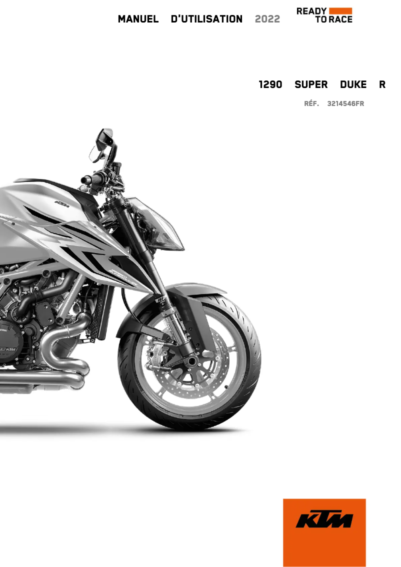 Image de la première page du manuel de l'appareil 1290 Super Duke R (2022)