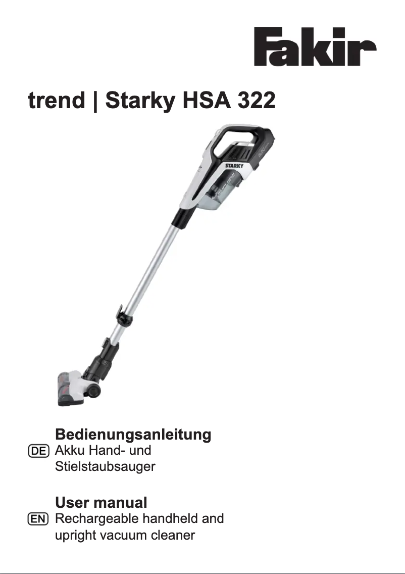 Page n°1 - Manuel utilisateur Fakir Starky HSA 322