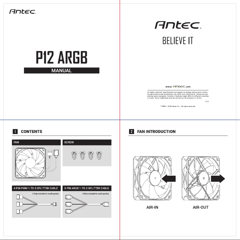 Page n°1 - Manuel utilisateur Antec P12 ARGB