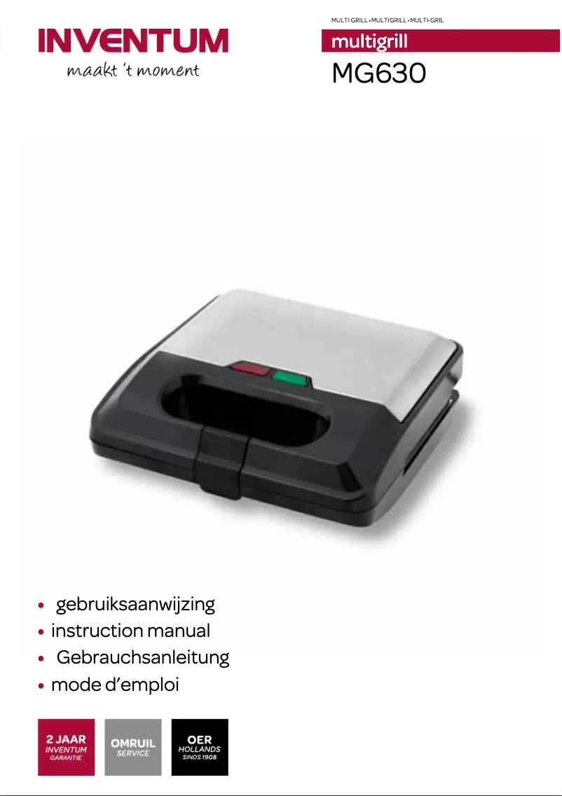Page 1 de la notice Manuel utilisateur Inventum Multigrill MG630