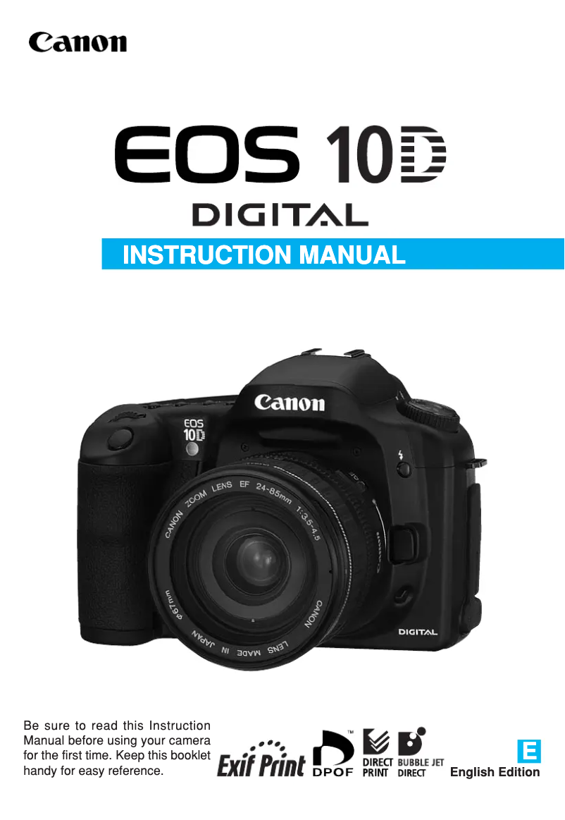 Page 1 de la notice Manuel utilisateur Canon EOS 10D