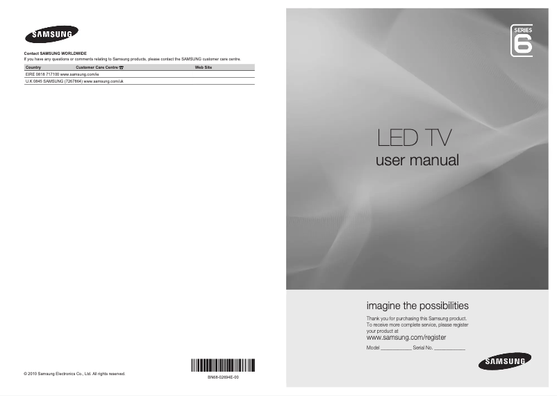 Page n°1 - Manuel utilisateur Samsung UE32C6000RP