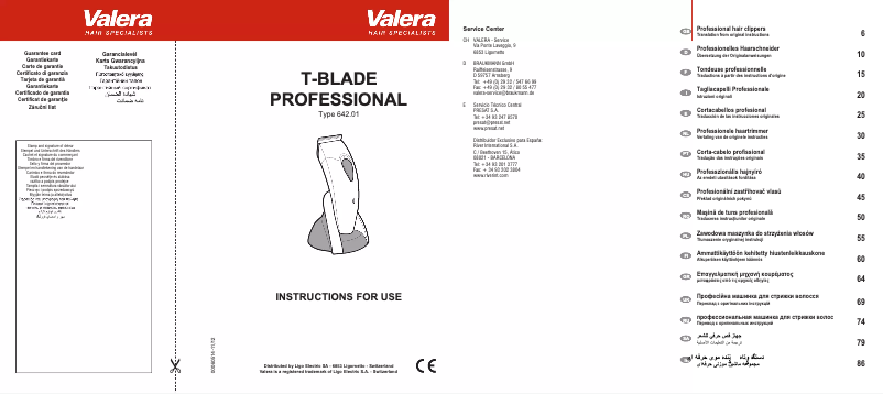 Image de la première page du manuel de l'appareil T-Blade Professional