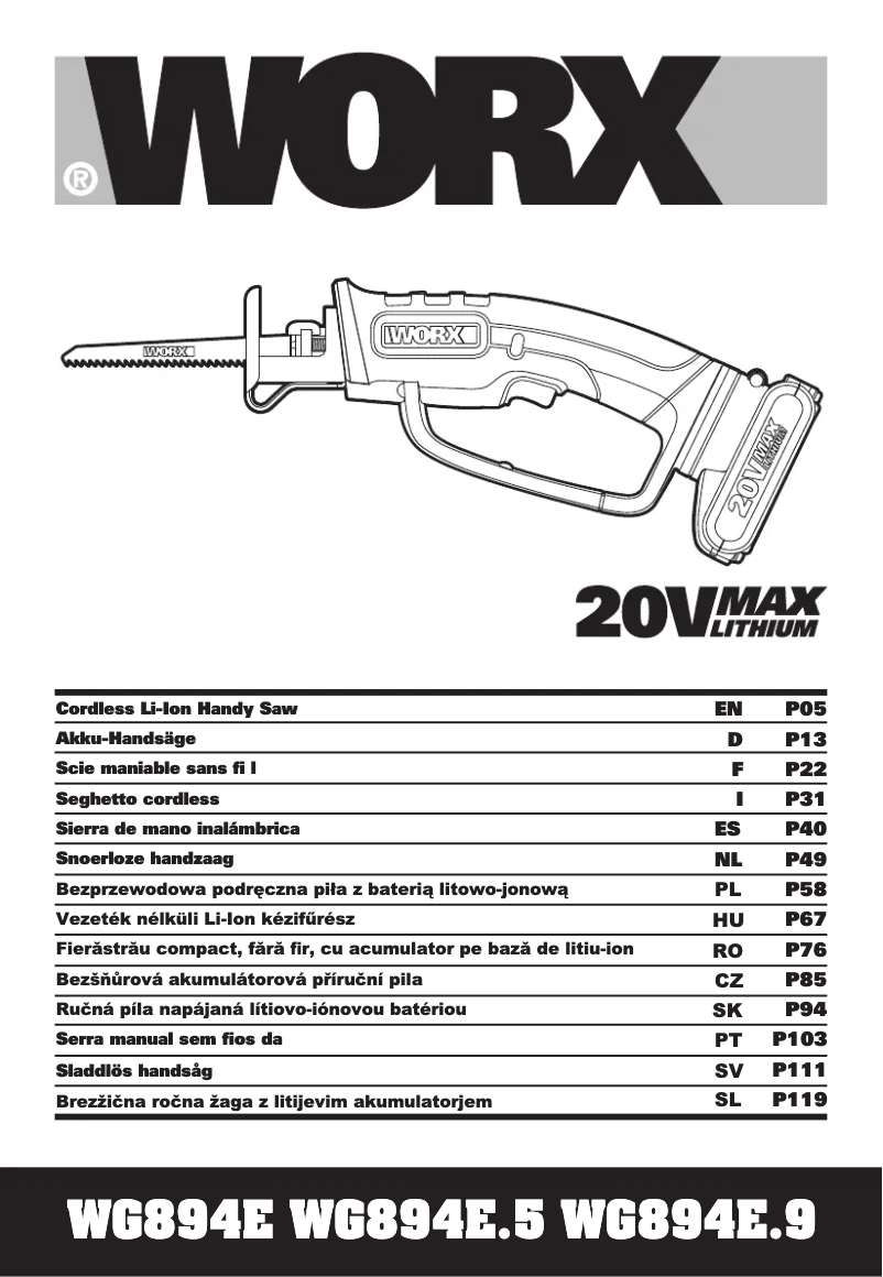 Page 1 de la notice Manuel utilisateur Worx WG894E.9