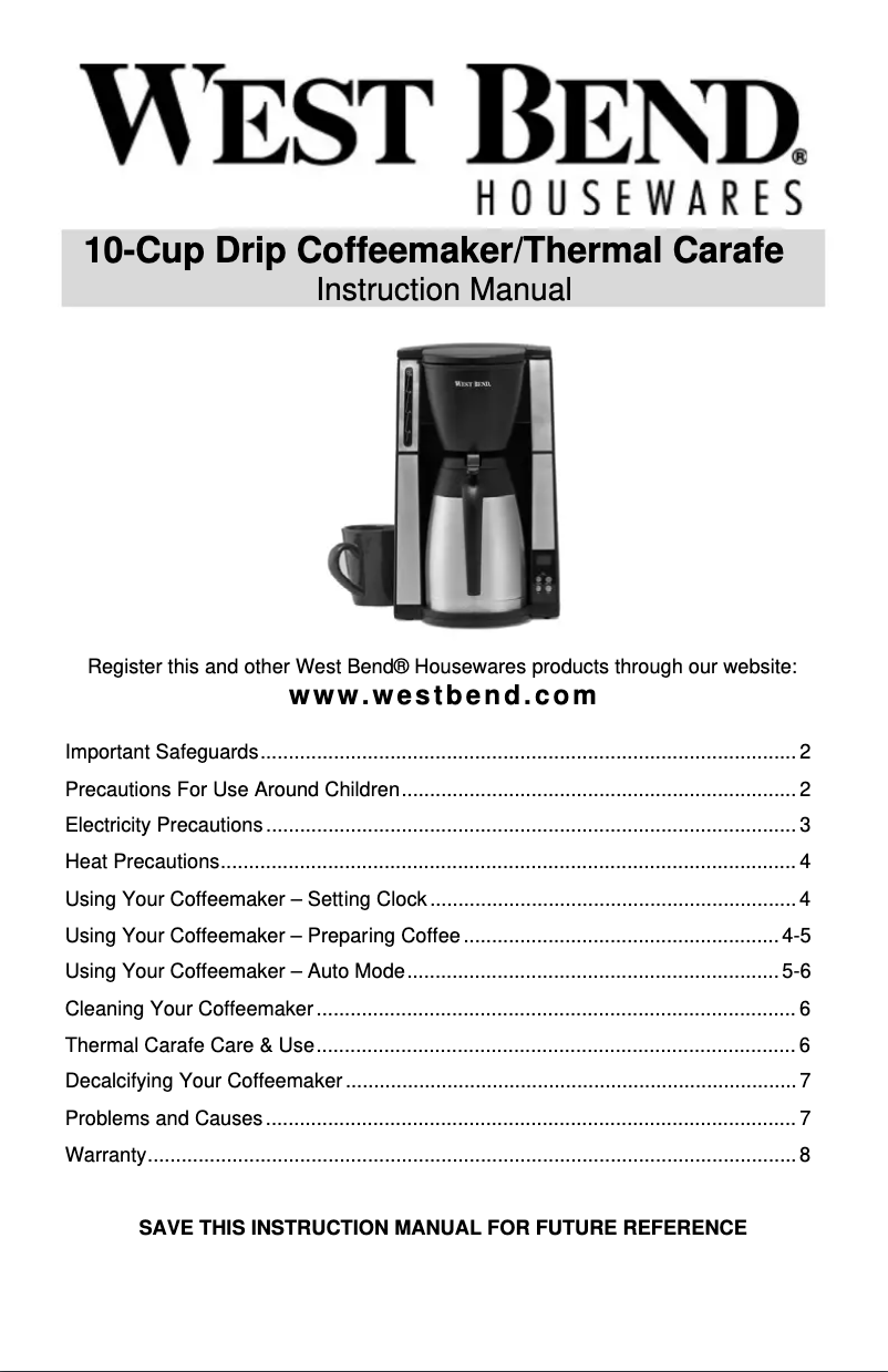 Page 1 de la notice Manuel utilisateur WestBend 56860