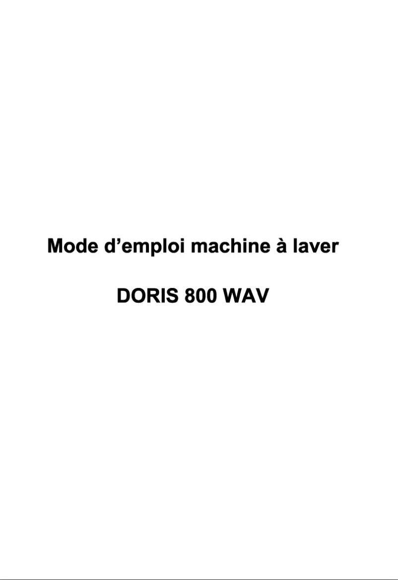 Image de la première page du manuel de l'appareil DORIS 800 WAV