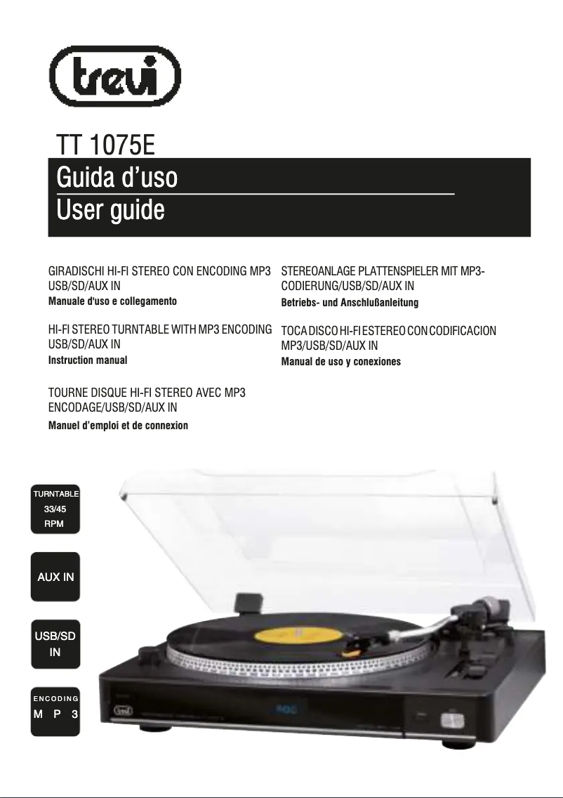 Page 1 de la notice Manuel utilisateur Trevi TT 1075 E