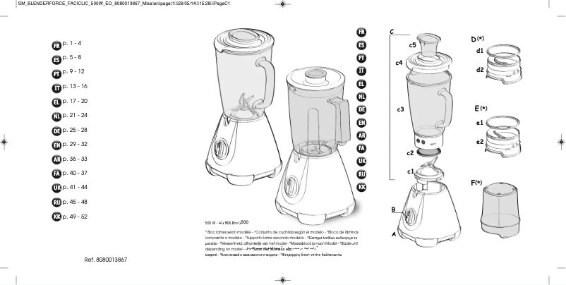 Page 1 de la notice Manuel utilisateur Moulinex LM310112