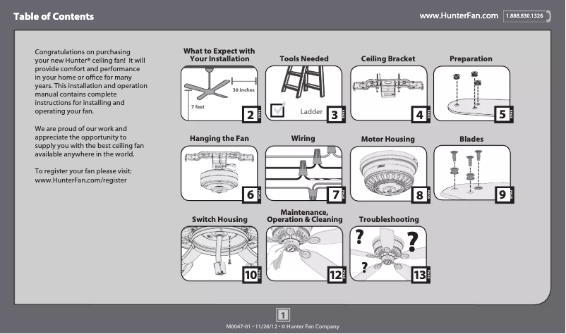 Page 1 de la notice Manuel utilisateur Hunter 53071