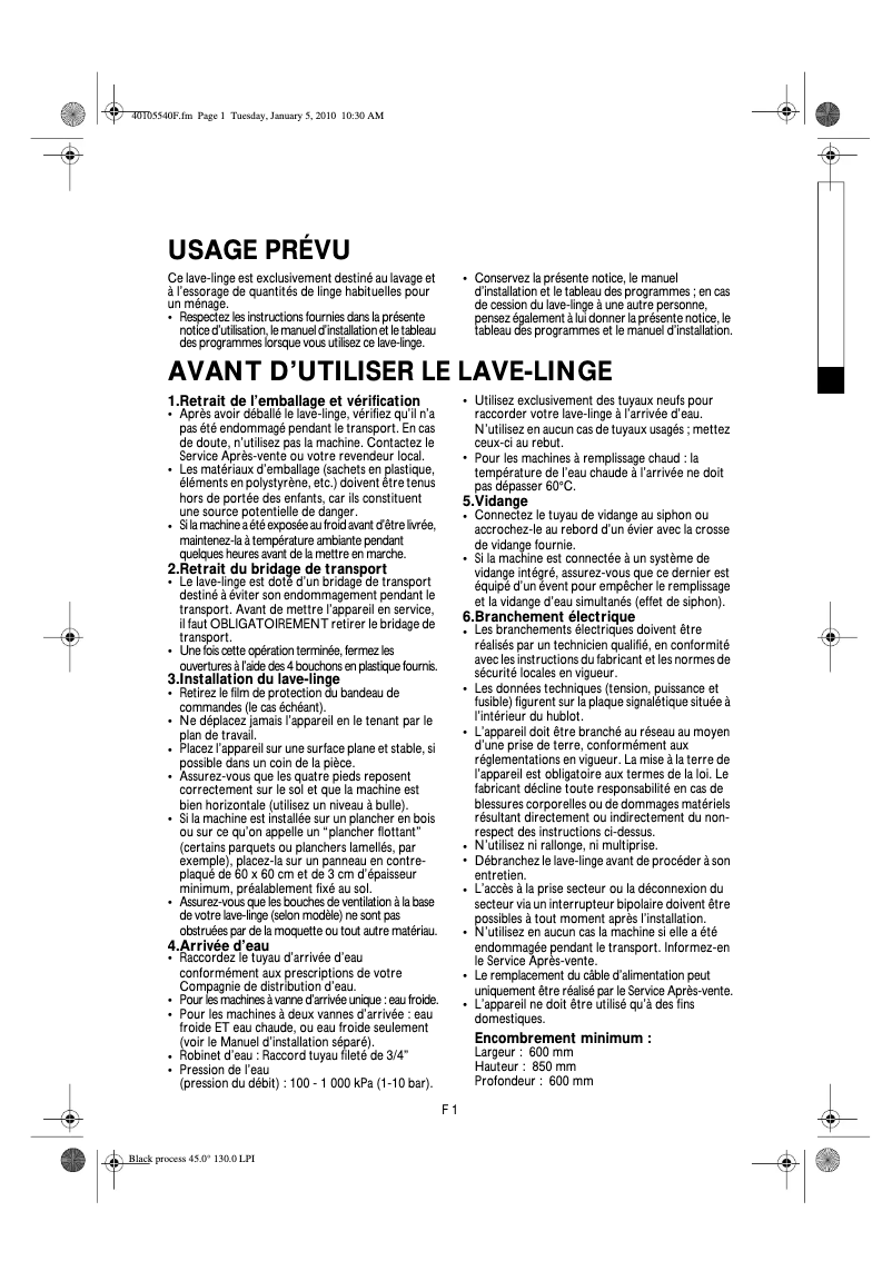 Image de la première page du manuel de l'appareil WAE 7721