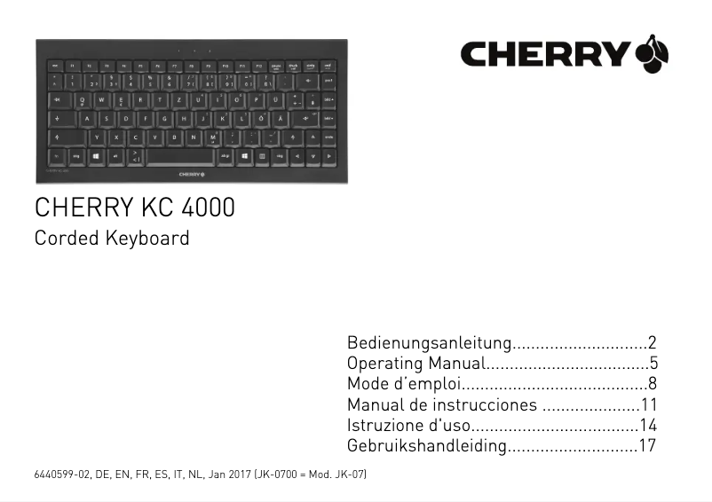 Page 1 de la notice Manuel utilisateur Cherry KC 4000