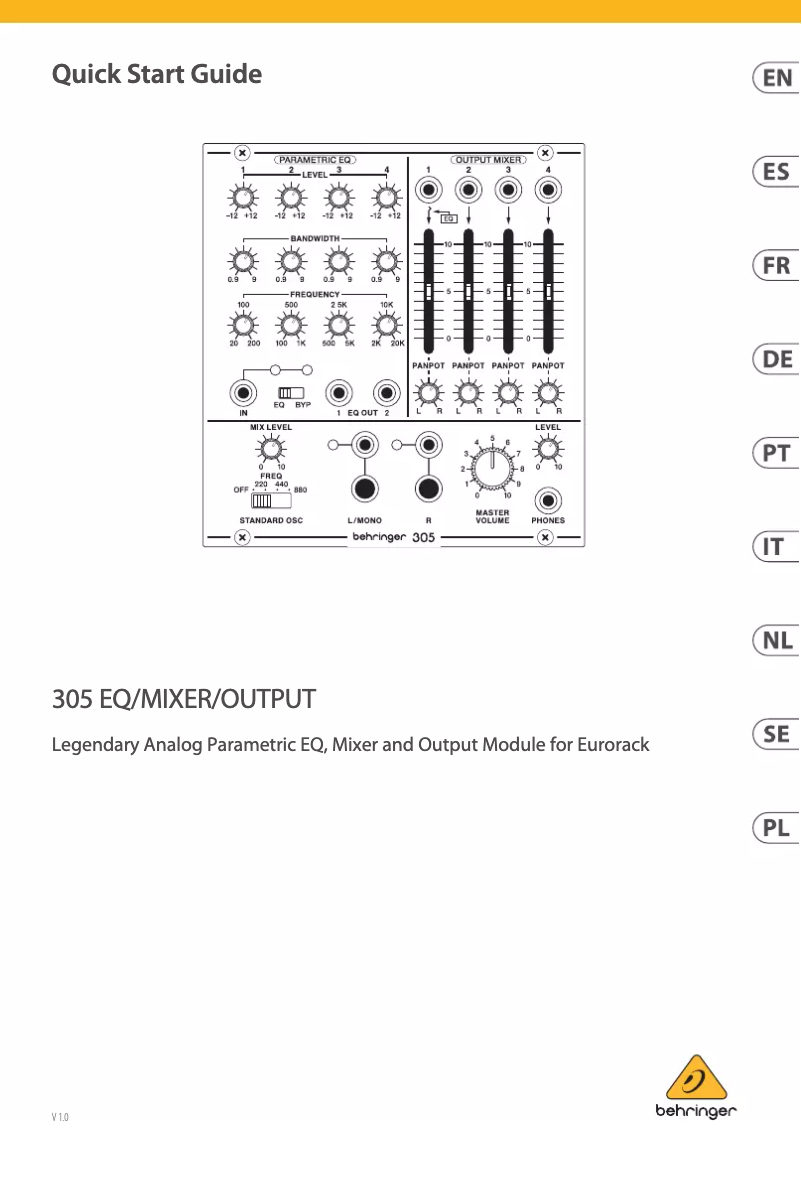 Page 1 de la notice Manuel utilisateur Behringer 305 EQ/Mixer/Output
