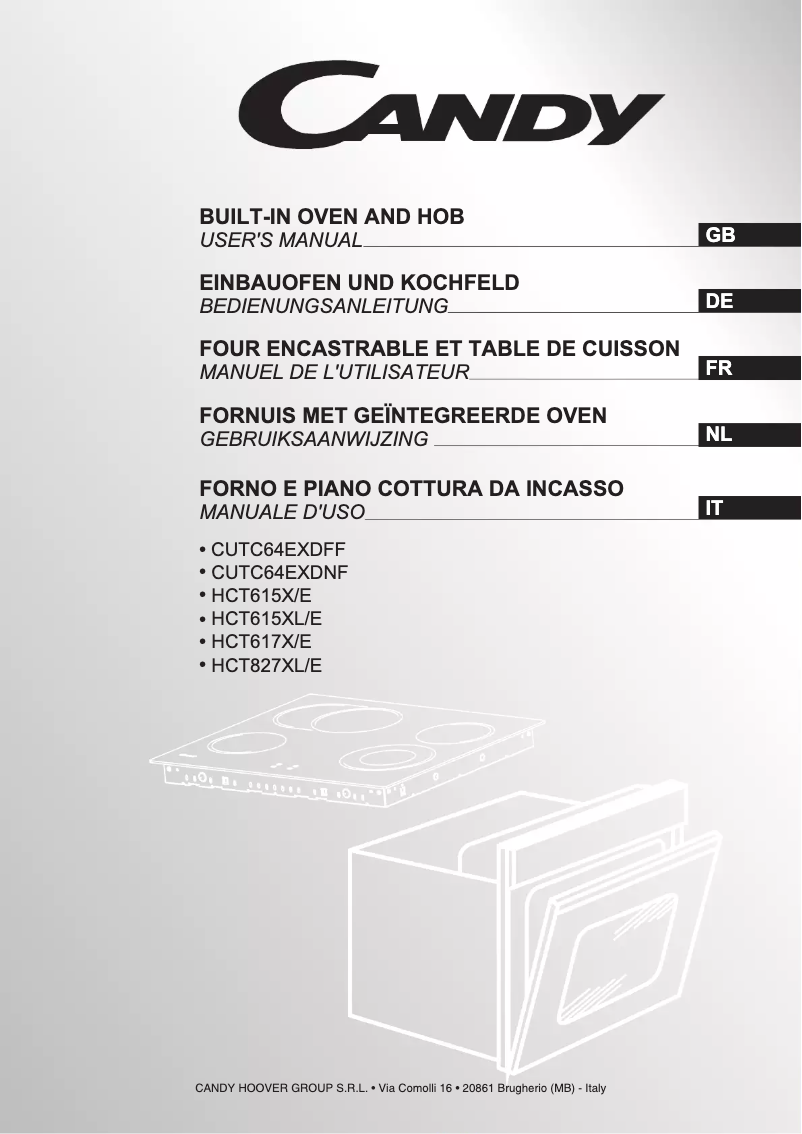 Page n°1 - Manuel utilisateur Candy HCT827XL/E