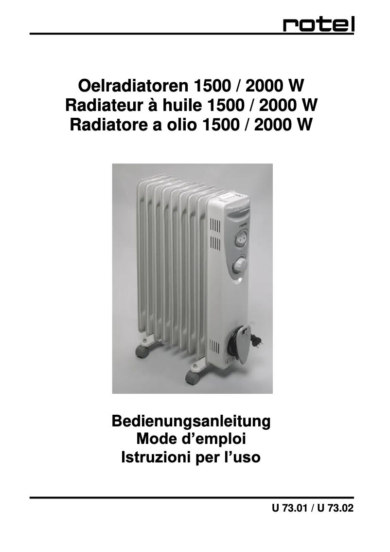 Page 1 de la notice Manuel utilisateur Rotel U 73.02CH