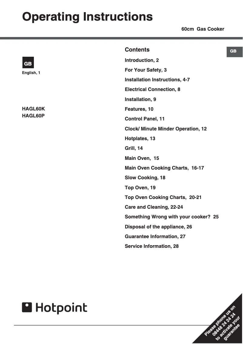 Page n°1 - Manuel utilisateur Hotpoint HAGL60P
