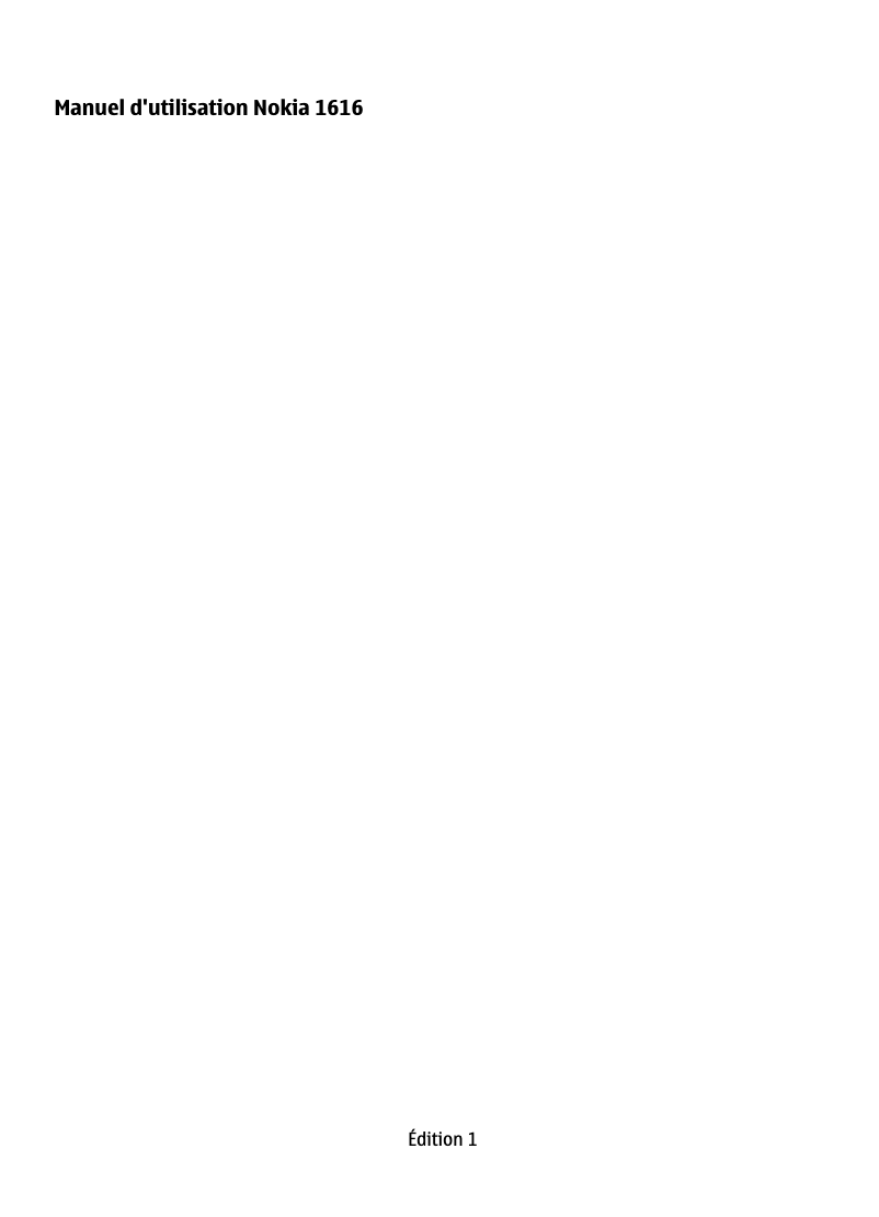 Page 1 de la notice Manuel utilisateur Nokia 1616