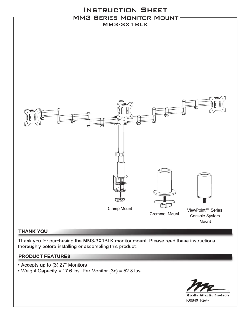 Image de la première page du manuel de l'appareil MM3-3X1BLK
