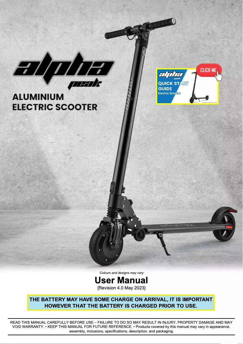 Page 1 de la notice Manuel utilisateur Alpha Peak