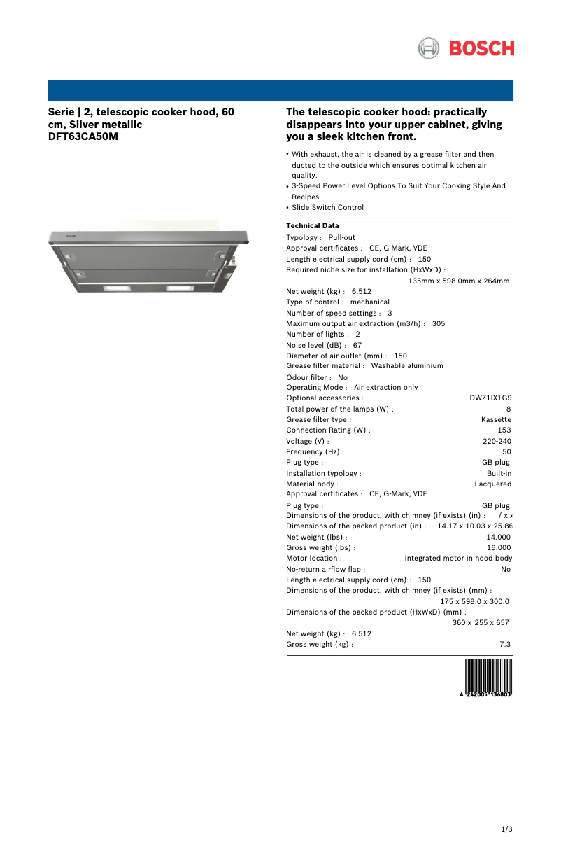 Imagen de la primera página del manual del dispositivo DFT63CA50M