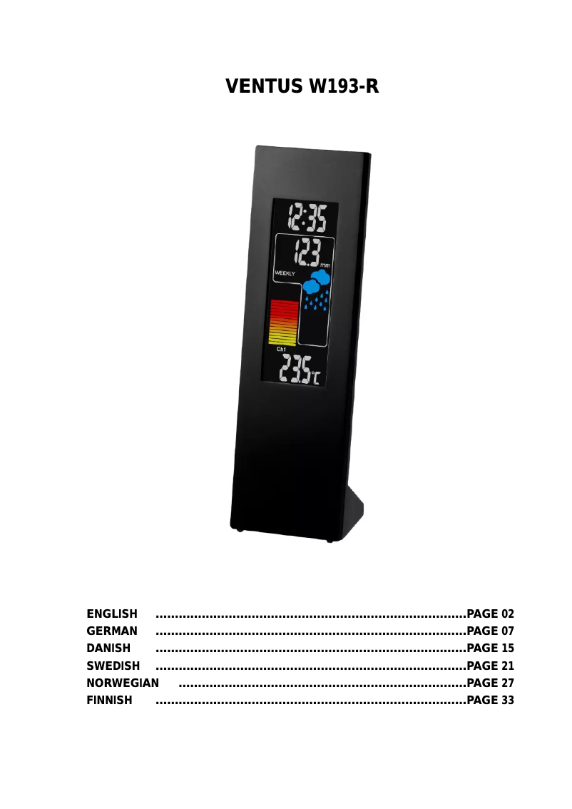 Image de la première page du manuel de l'appareil W193-R