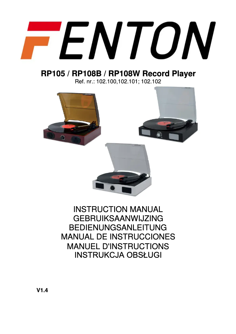 Page n°1 - Manuel utilisateur Fenton RP105