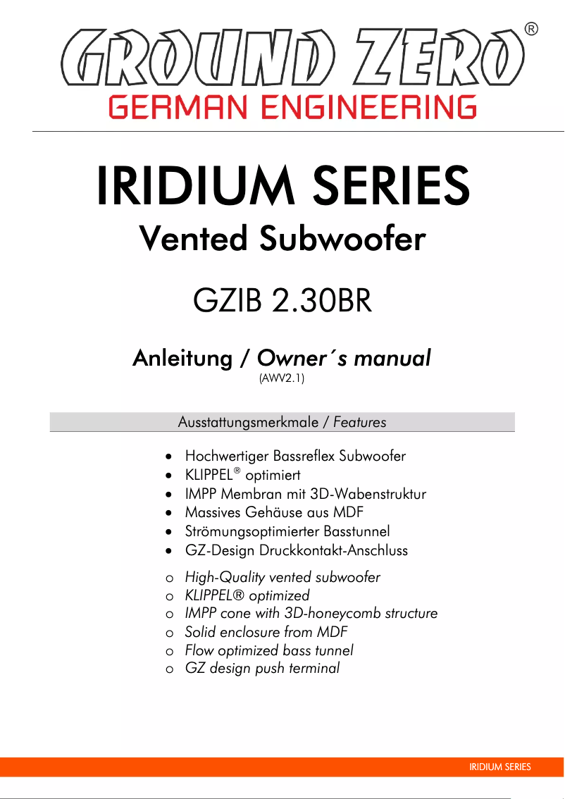 Image de la première page du manuel de l'appareil GZIB 2.30BR