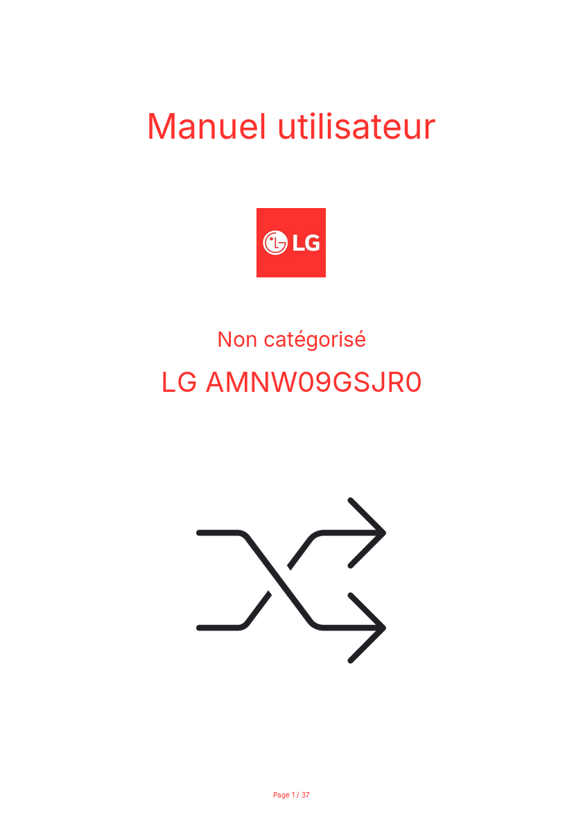 Page n°1 - Manuel utilisateur LG AMNW09GSJR0