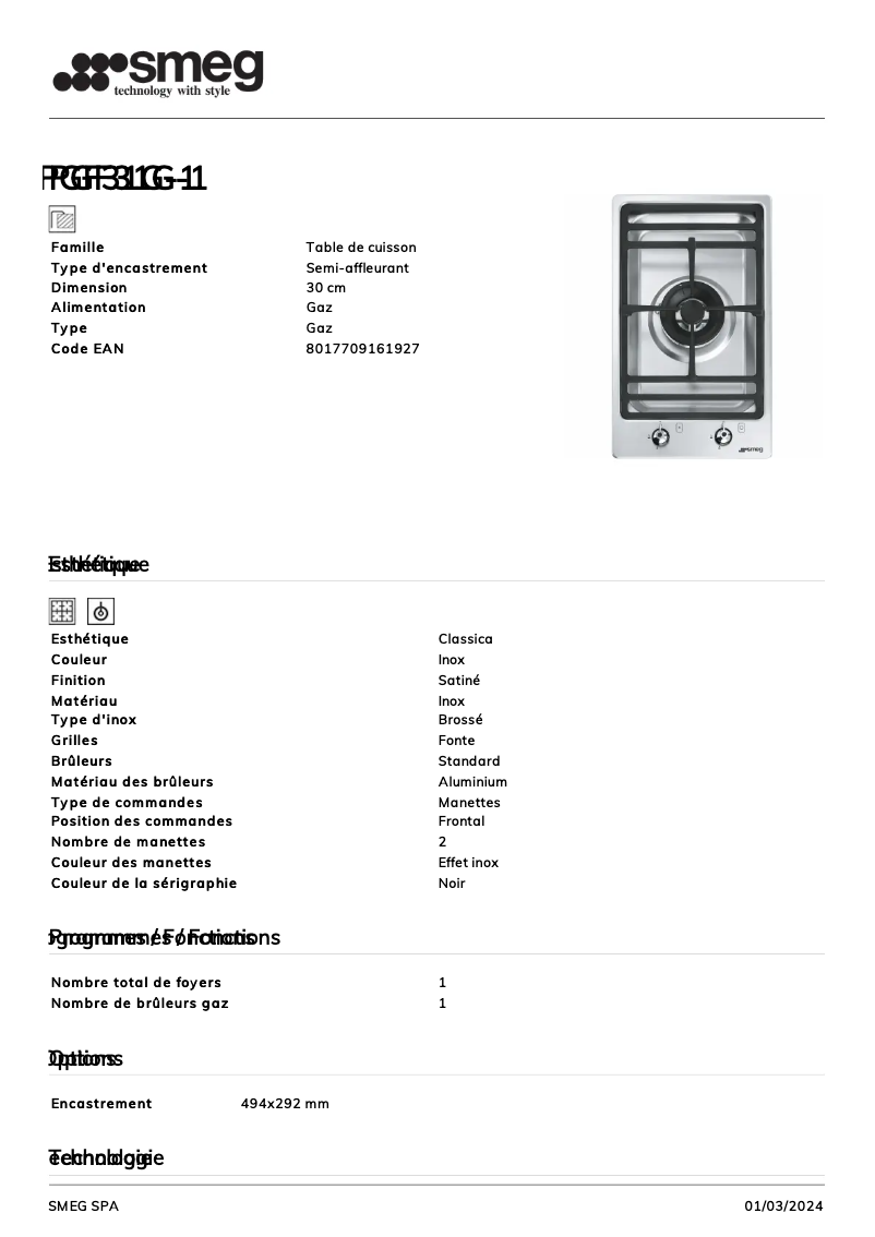 Image de la première page du manuel de l'appareil PGF31G-1