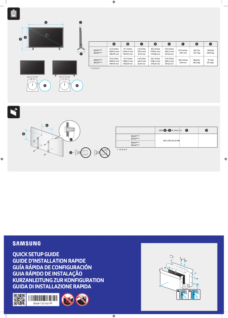 Image de la première page du manuel de l'appareil UA85AU7000U