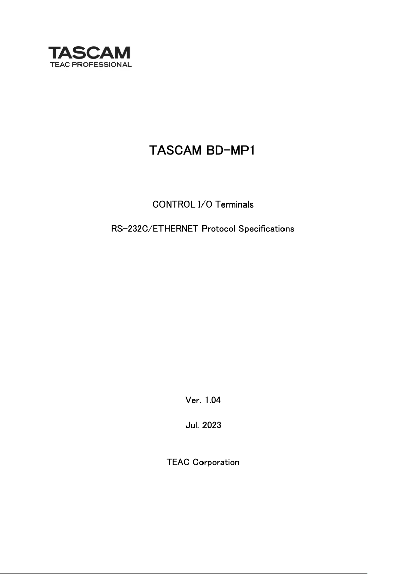 Página 1 del manual Ficha técnica Tascam BD-MP1