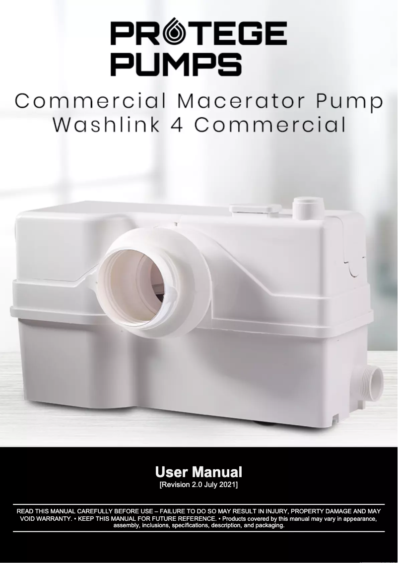 Image de la première page du manuel de l'appareil Washlink 4 Commercial