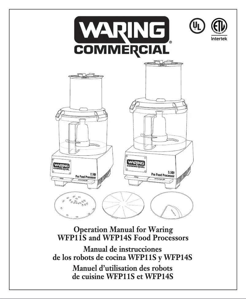 Page 1 de la notice Manuel utilisateur Waring Commercial WFP11S