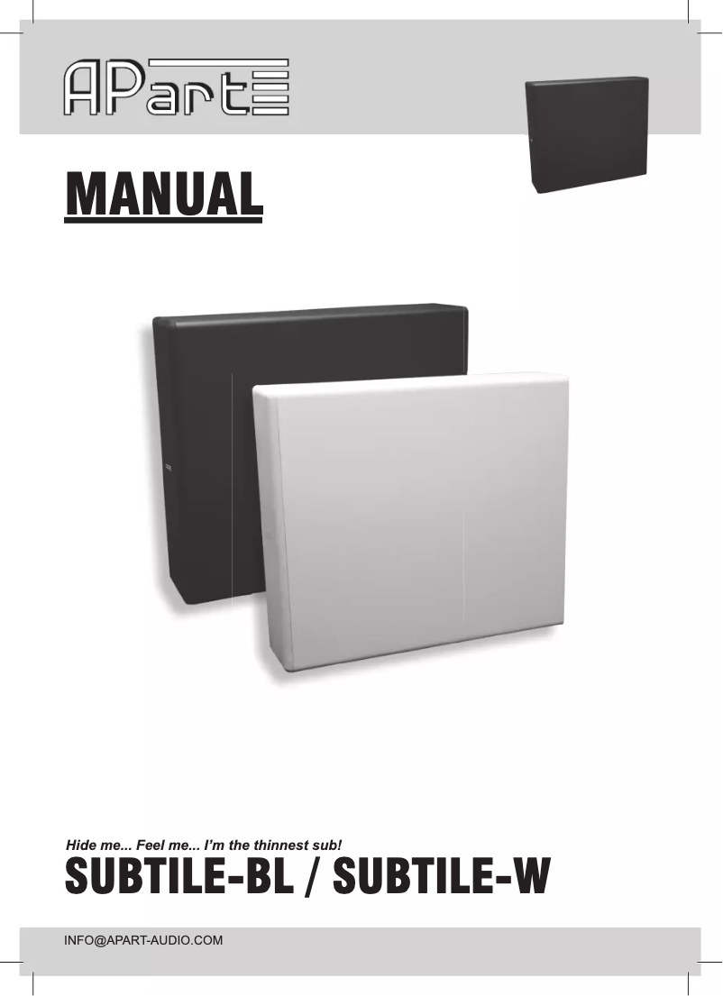 Page 1 de la notice Manuel utilisateur APart SUBTILE-W