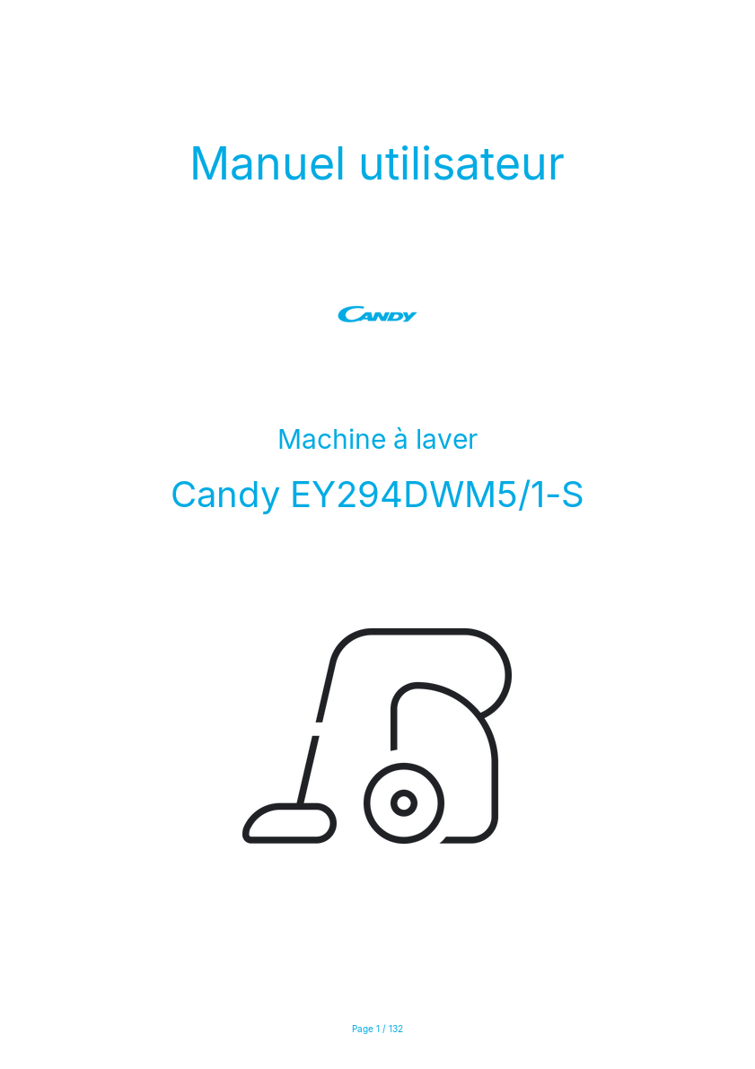 Page n°1 - Manuel utilisateur Candy EY294DWM5/1-S