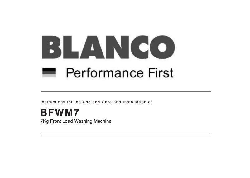 Page n°1 - Manuel utilisateur BLANCO BFWM7