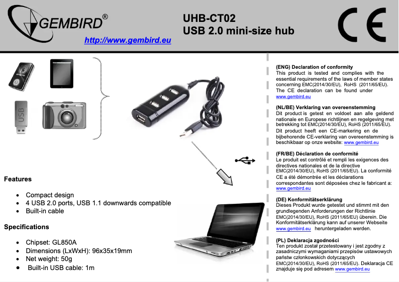 Page n°1 - Manuel utilisateur Gembird UHB-CT02
