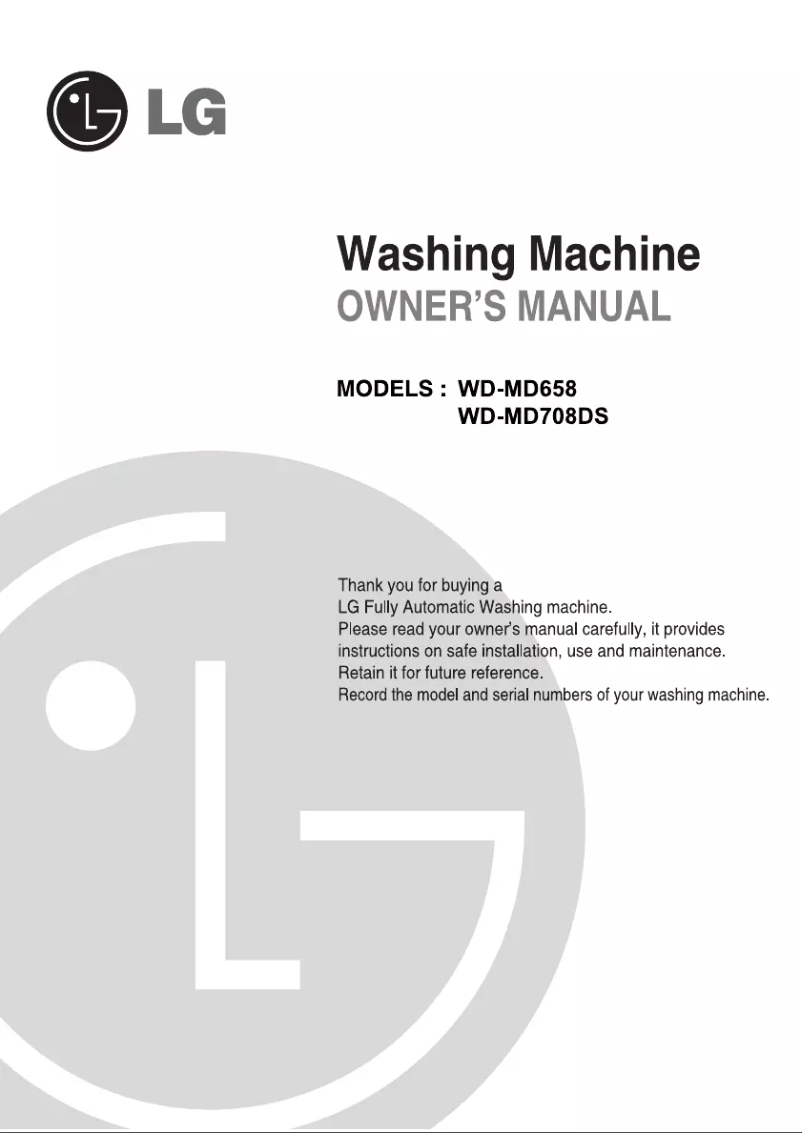 Page n°1 - Manuel utilisateur LG WD-MD658
