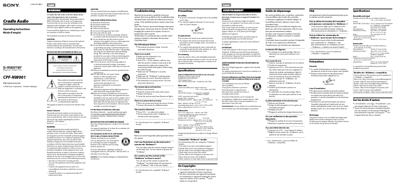 Image de la première page du manuel de l'appareil CPF-NW001
