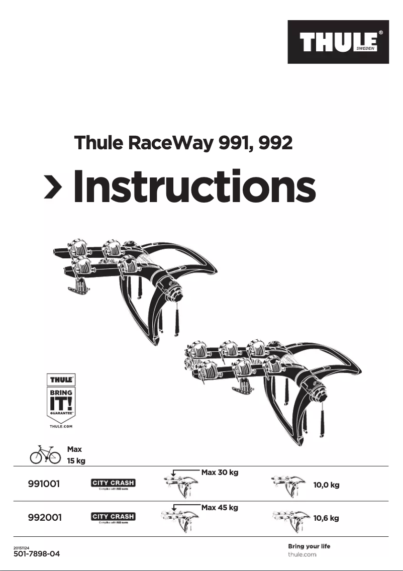 Page 1 de la notice Manuel utilisateur Thule RaceWay 991