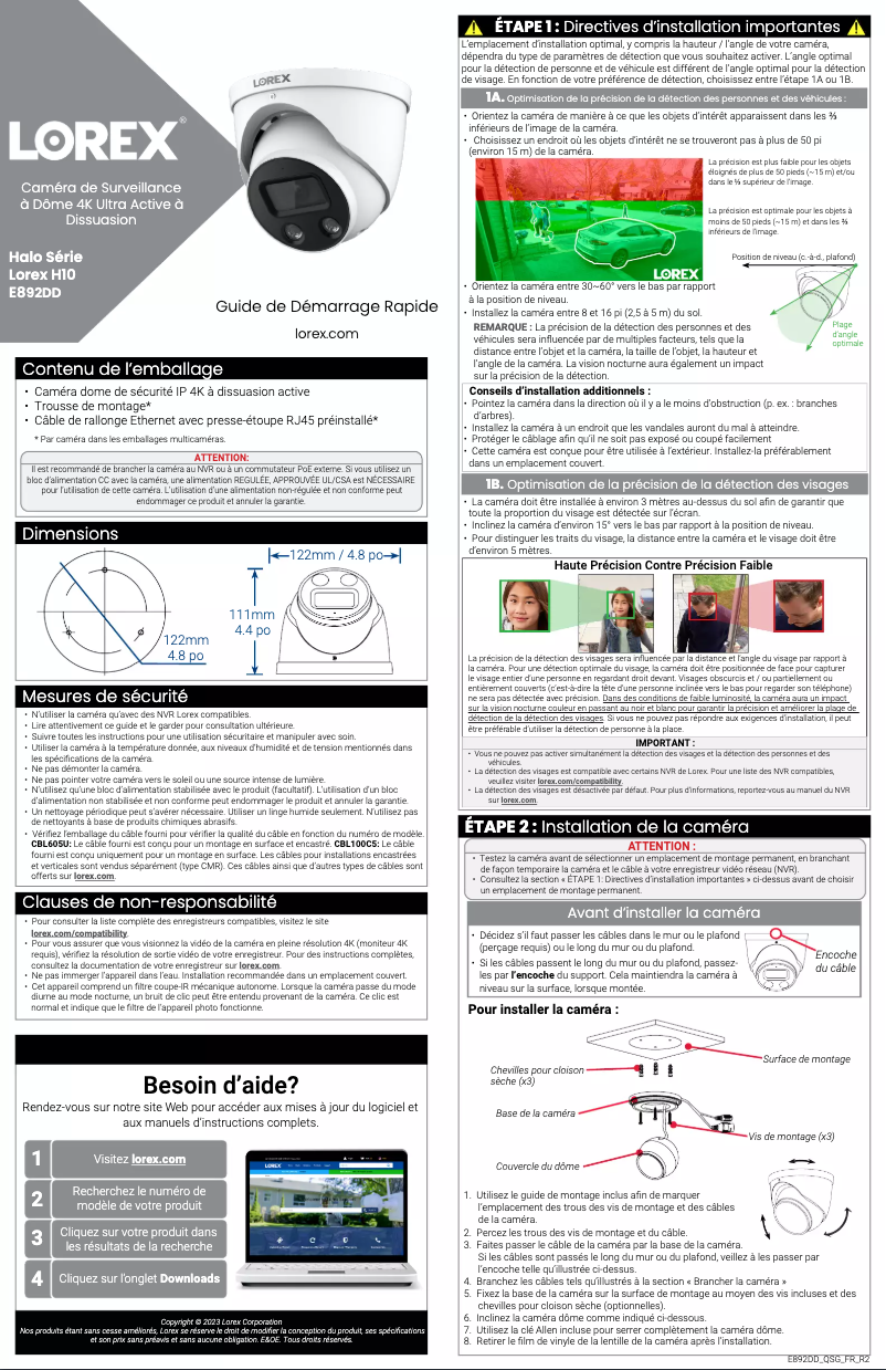 Page n°1 - Manuel utilisateur Lorex E892DD