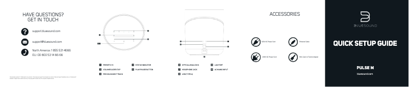 Page 1 de la notice Guide de démarrage rapide Bluesound Pulse M