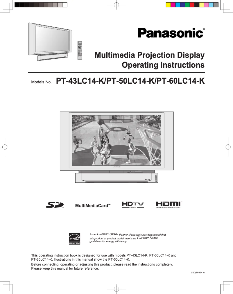 Page 1 de la notice Manuel utilisateur Panasonic PT-43LC14-K