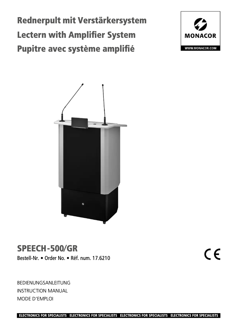 Page 1 de la notice Manuel utilisateur Monacor SPEECH-500/GR