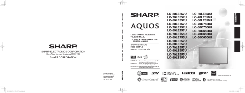 Page n°1 - Manuel utilisateur Sharp LC60LE757U